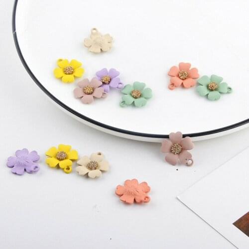 10pcs/lot 19*21MM Rubber Paint Flower Charms Earring DIY Alloy Pendant Flowers Enamel Charm Bracelet Jewelry Accessory FX503