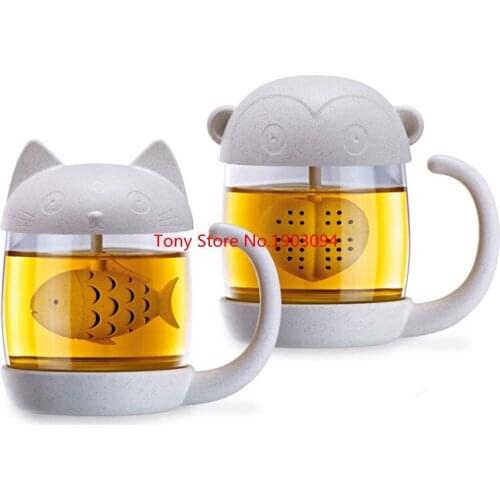 12pcs/lot New Tea Strainer Cat Monkey Tea Infuser Cup Grasses mug Teapot Teabags for Tea & Coffee Filter Drinkware Kitchen Tools