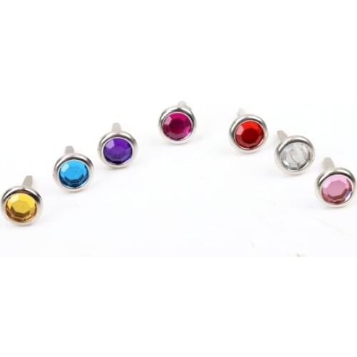 40PCs Mixed Rhinestone Round Brads Scrapbooking Embellishment Fastener Brads Metal Crafts For shoes Decoration 8X15mm