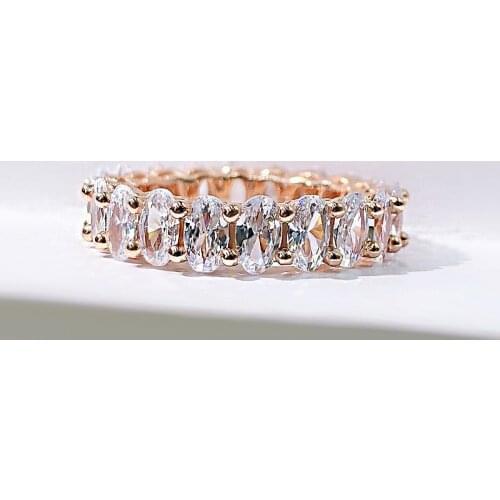 2021 New Trend 925 Sterling Silver Ring 3*5MM Oval Cut Egg Shaped Full Zircon Diamond Eternal Wedding Engagement Jewelry Gift