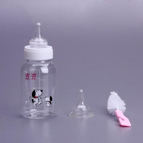 3pcs/set 2 Size 50ml 120ml Newborn Pet Nursing Bottle Feeding Milk Water Bottle with Brush Small Dog Puppy Cat Feeder