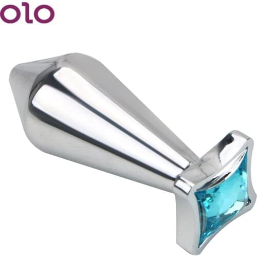OLO Metal Anal Plug With Crystal Diamond Smooth Butt Plug Prostate Massager Erotic Anal Sex Toys For Women Men Adult Products