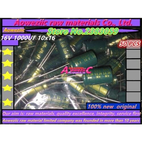 Aoweziic 50 PCS 16V 1000UF 10*16 high frequency low resistance electrolytic capacitor 1000UF 16V 8X16