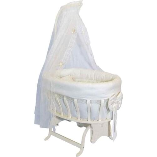 Ladybug Crib Bow cream White French Filet Lace Beech Tree K