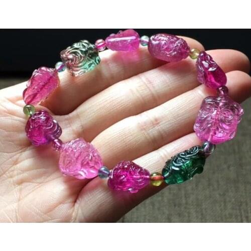 FREE SHIPPING Natural Amethyst Exquisite Carving Quartz Crystal Beads Bracelet AAAA 19*13*10mm fine jewelry