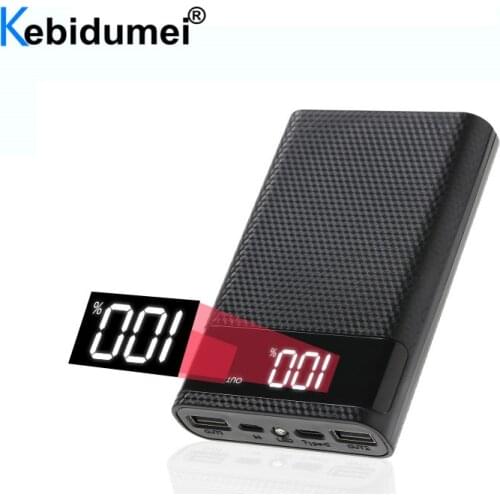 Portable Dual USB DIY Power Bank Case 6x18650 Battery LED Light Charging Digital Display Power Bank Shell Kit External Charger