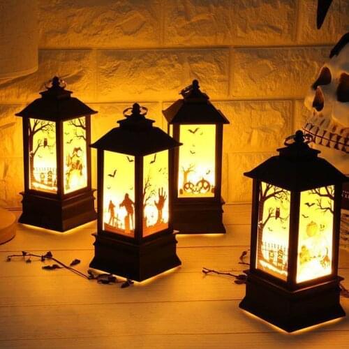 Halloween Decorative Lights Vintage Pumpkin Castle Light Lamp Party Hanging Decor LED Lantern Party Supplies Hanging Lantern CA