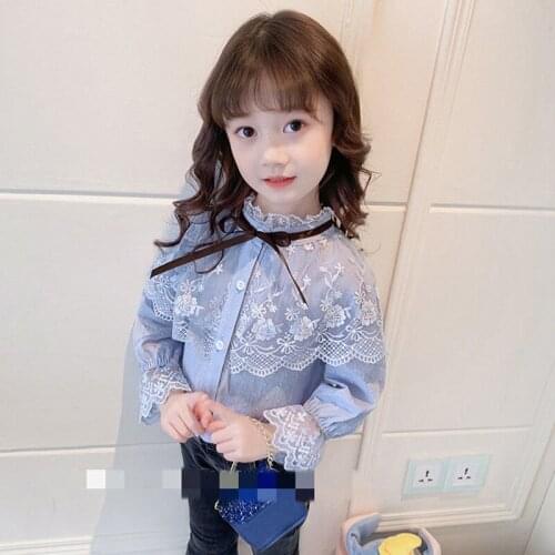 Kids 2-12years 2021 new fashion breathable spring/ summer lace lolita princess blouses cute toddler children white child teenage