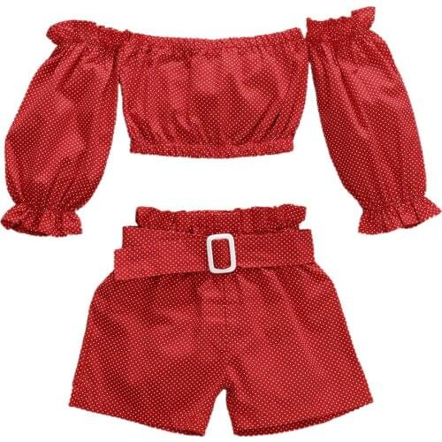 Pudcoco USPS Fast Shipping 0-5years Cute Infant Baby Girl Summer Clothes Off Shoulder Tops + Shorts Outfit Sunsuit Clothes 1-5Y