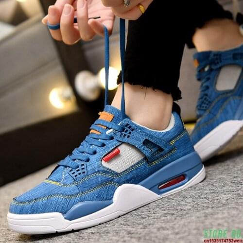 Denim Air Cushion Mens Shoes Sports And Leisure Pure Canvas Shoes Lovers Casual Shoes Large Size Mens Shoe 46