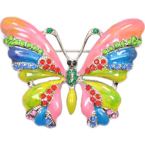 Enamel Pins Butterfly Brooch for Women Rhinestone Broohes Wedding Jewelry Gift