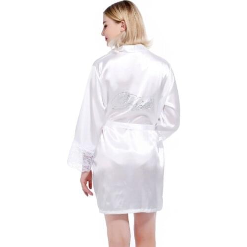 Robe Wedding Bride Women Sleepwear nightwear White Bridal Dress Bathrobe Night dress Home Gown Sleepwear Nightgown Dressing Gown