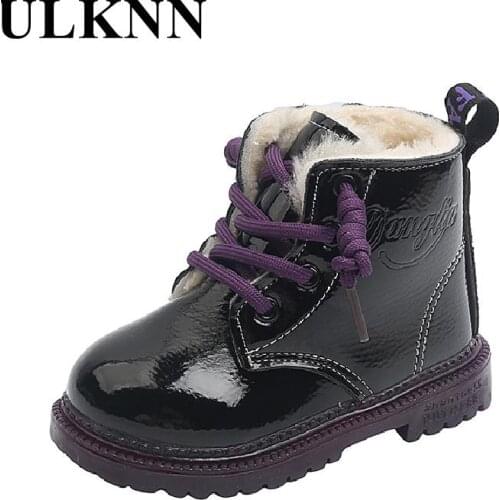 Cotton Shoes For Girls Winter 2021 New Kids Purple Martin Boots Infant Fashion Warm Plush Shoes Baby Cotton Shoes Size 21-30