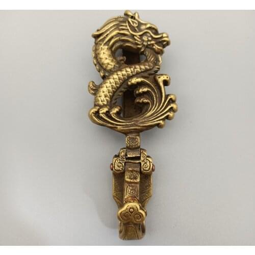 China Collection Brass Sculpture Dragon Belt Buckle Metal Crafts Home Decoration