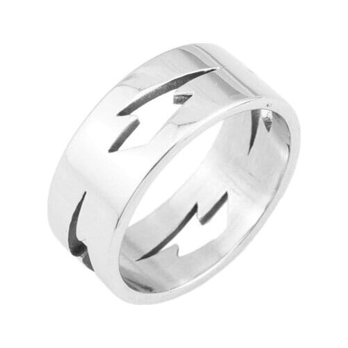 Stainless Steel Hollow Out Lightning Ring Personalized Men and Women Hip Hop Party Ring Cocktail Jewelry Couple Ring