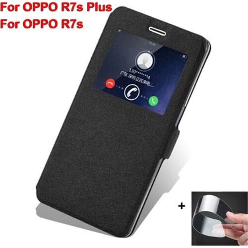 Open window leather case For OPPO R7s phone cases OppoR7s Plus flip case For OPPO R7s plus cover R7sPlus back shell bumper