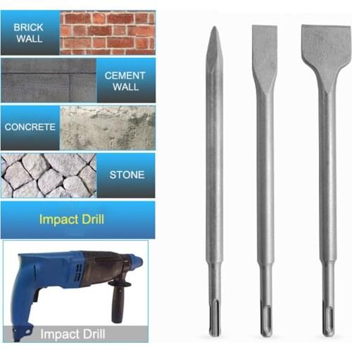 Round Handle Pointed Flat Chisel Pits Slots Set Electric Hammer Chisel Impact Drill Concrete Wall Excavation