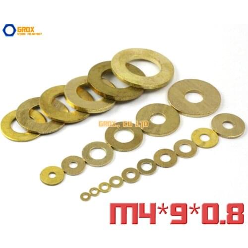 400 Pieces M4 x 9 x 0.8mm Brass Flat Washer