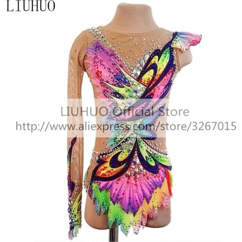 LIUHUO Womens Girls' performance Rhythmic gymnastics competition Leotard Artistic Costume Ice Skating Dress Multicolor Dance