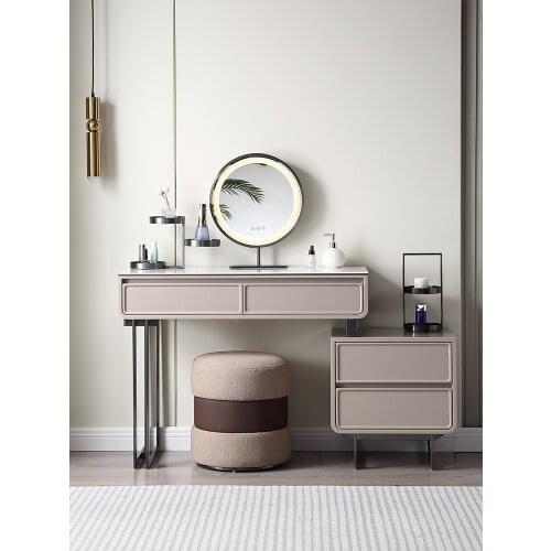 Minimalist Rock Board Dressing Table High-end Bedroom Furniture Light Luxury Dressing Table Retractable Storage Cabinet Set