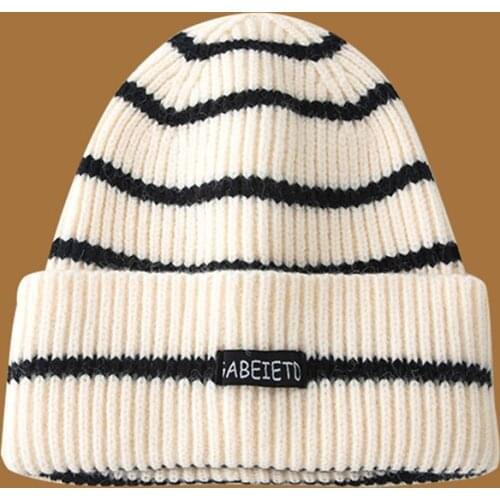 Fashion Korean Style Knitted Hats For Women Men Warm Thicken Plus Velvet Hip Hop Beanies Beige Khaki Autumn Winter Cap