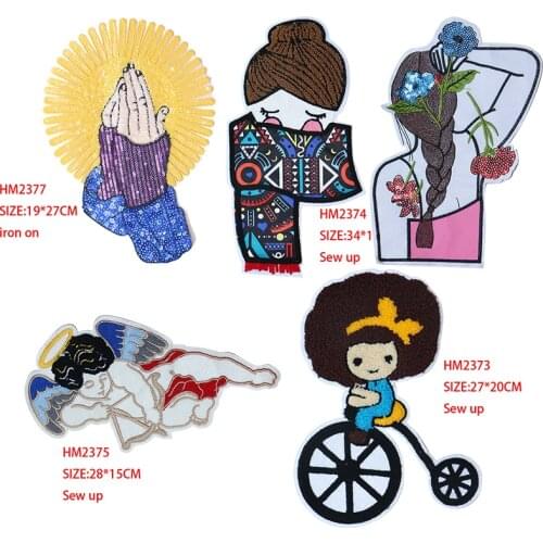 Cartoon Decorative Patch Beautiful Girl Angel Icon Towel Embroidered Applique Patches For DIY Iron on Badges on the Backpack