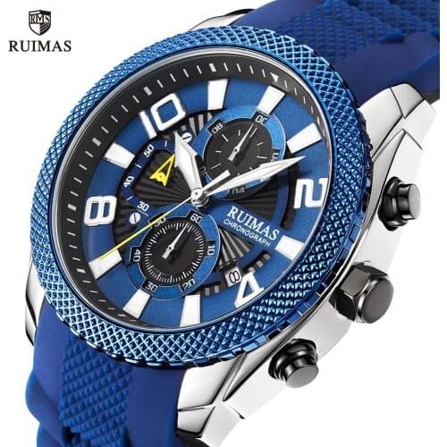 RUIMAS Blue Military Sport Watch Men Luxury Top Brand Waterproof Watch Man Fashion Chronograph Wristatch Relogios Masculino 584