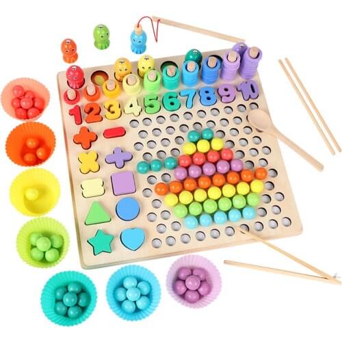 Montessori Educational Wooden Toy Children Board Math Childrens Wooden Preschool Montessori Toy Counting Geometry Supplier