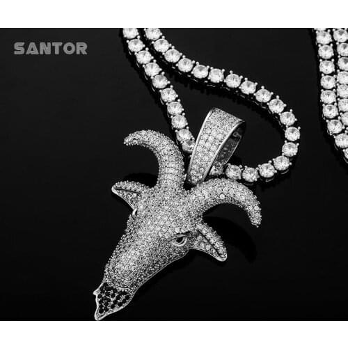 Big Ice Out Gold Plated Pendant Goat Beard Zircon Hip Hop Pendant Necklace Mens Fashion Accessories