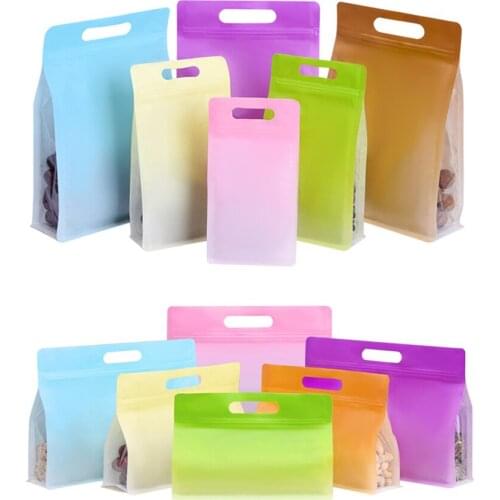 Portable Matte Plastic Window Zip Lock Pouches Resealable Cookies Bread Fruits Snack Party Wedding Gifts Packaging Bags