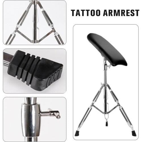 Professional Stainless Steel Tattoo Armrest Height Adjustable Holder Bracket Arm Bar Pad with Soft Sponge Pad Tattoo Supply