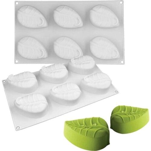 New 6 Leaf Shape Mousse Cake Silicone Mold French West Point Leaf Food Grade Silicone Baking Utensils
