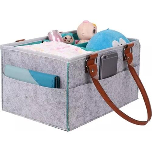 Baby Diaper Foldable Holder Bag Caddy Organiser Removable Lid Storage Bag Kid Toys Portable Bag Box for Car Travel 38*23*18cm