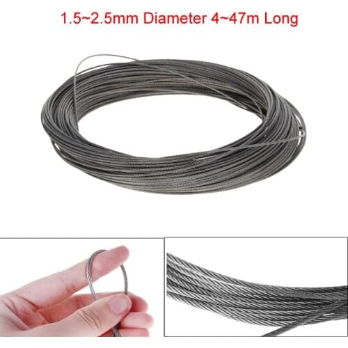 High Quality Tools 1.5~2.5mm Diameter Steel Wire Cable 304-Stainless-Steel 4~47m Long Flexible Wire Rope Soft Lifting Cable 1pcs