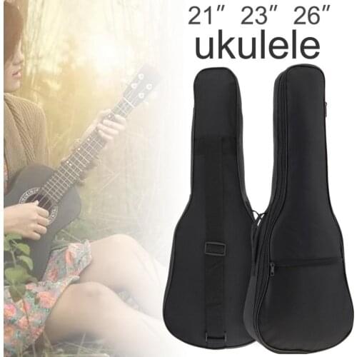 Ukulele Bags 21 / 23 / 26 Inch Black Portable Ukulele Bag Soft Case Gig Cotton Waterproof Bag Oxford Fabric Ukulele Bag