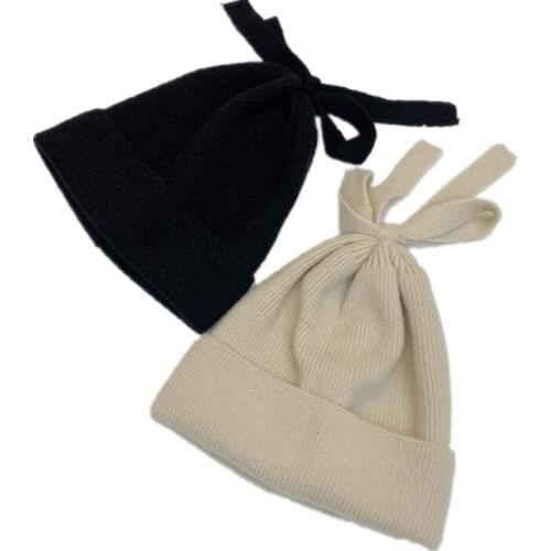 Warm hat big girls winter knitted hat beanies for teenager women girls cap with bow headsize 52-58cm