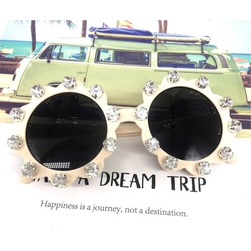 ZAOLIHU Gorgeous Small Kids Sunglasses Round Diamond Children Eyeglasses Crystal Handmade Sun Glasses Summer Shades Gafas De Sol