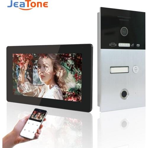 Jeatone WiFi Video Intercom System Wireless Video Door Phone With Fingerprint Unlcok IC Card & Motion Detection For Apartment