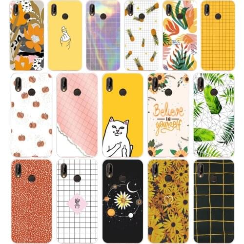 79AA Yellow Gird Silicone TPU Protective Cover Phone Case On For Huawei P20 30 Pro Lite Case Soft