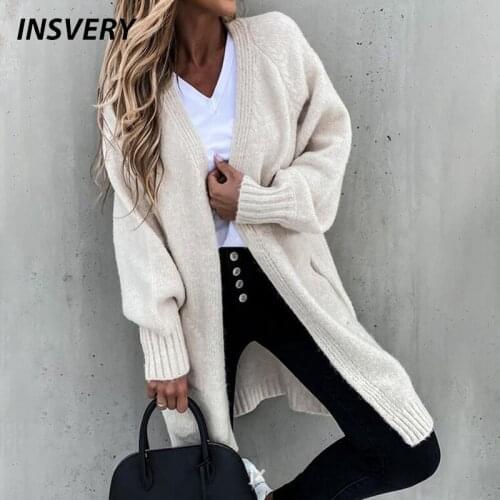 New Sweater Cardigan Women Solid Loose Long Sleeve Oversized Sweater Women Fashion Warm Knitted Coat Women Streetwear