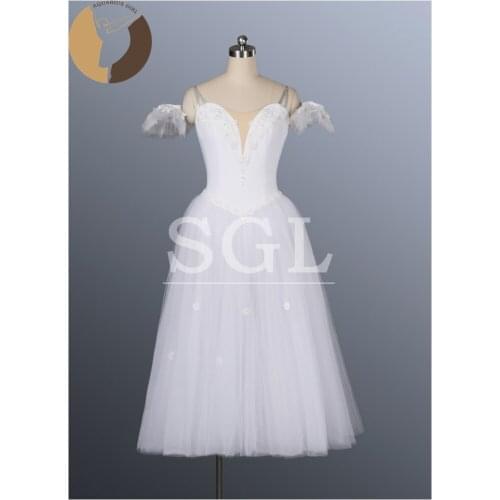 Free Shipping Women Long Skirts Fairy Dress For Ballet Performance Or Competition White Princess Wear Stage Costumes AT1075