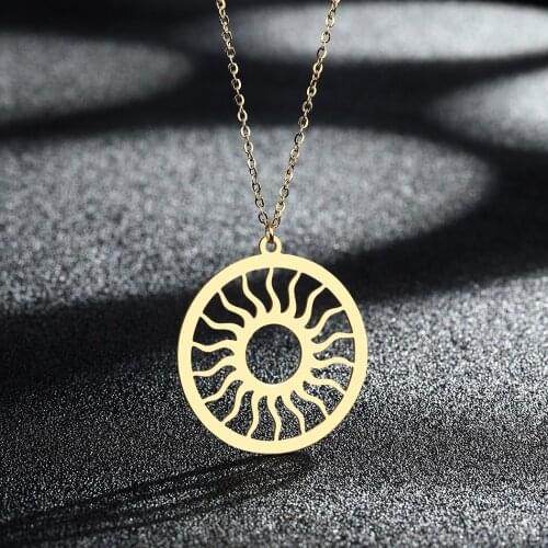 QIAMNI Ethnic Sun Totem Pendent Necklaces For Women Sunshine Charm Gifts Birthday Party Fashion Sunny Jewelry Femme Bijoux