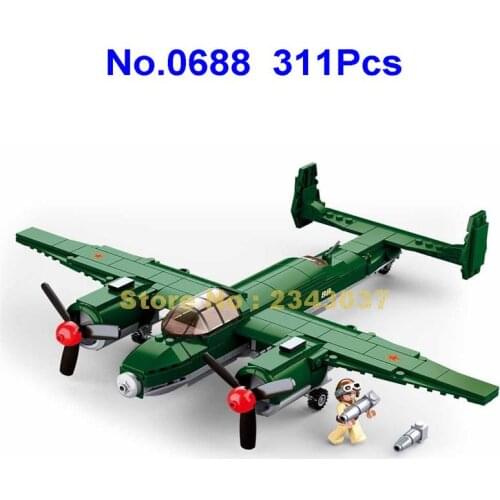 0688 311pcs Military Ww2 World War 2 Soviet Union Tu 2 Bomber Fighter 1 Dolls Building Blocks Toy