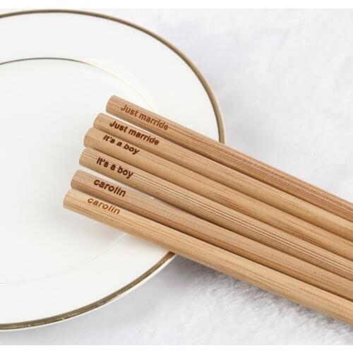 10paris 24cm Custom name date Bamboo chopsticks Personalized wedding Party Favor Christening Baptism gift for guests