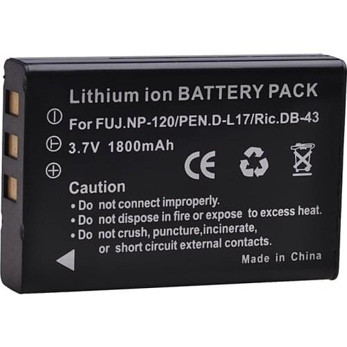 1800mAh NP-120 NP120 D-L17 DB-43 Battery for Fujifilm NP 120 Pentax D L17 Ricoh DB 43 and FinePix 603 FinePix F10 F11 M603
