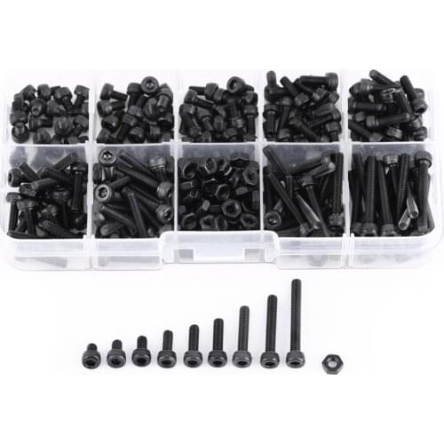 280Pcs/Set M3 Cap Head Hex Socket Bolt Screw Nut Metric Machine Screws Fastener Assortment Kit Hex Socket Cap Allen Head