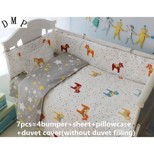 6/7PCS 100% cotton baby bedding sets, baby bedding bumper Infant Crib Fence tour de lit bebe,120*60/120*70cm