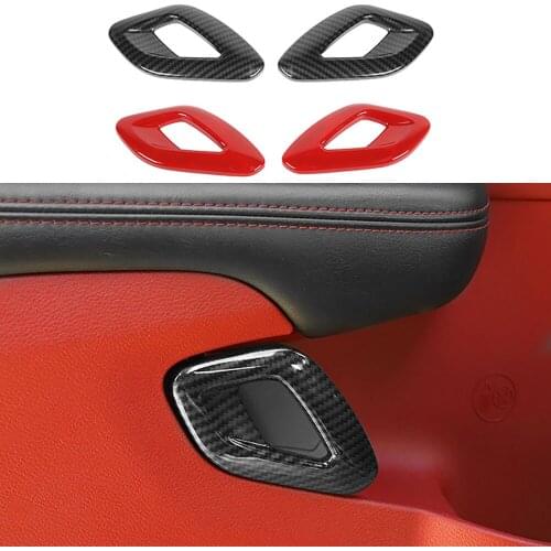 Interior Accessories Carbon Fiber Color Car Inner Door Handle CoverDecoration Panle Fit For Dodge Challenger 2011-2020