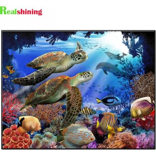 Diamond Mosaic Cross Stitch Kits Sea Turtles World 5D diy Diamond Embroidery Gift Full Diamond Painting Home Decor N1919