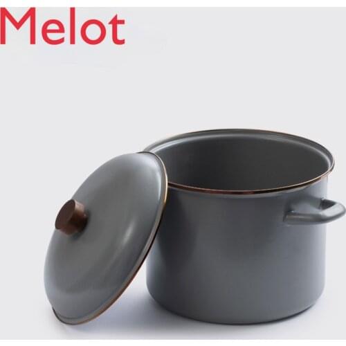 American Beibang Outdoor Enamel Double-Ear Large Capacity Soup Pot Open Fire Stew Pot Retro Stew-Pan